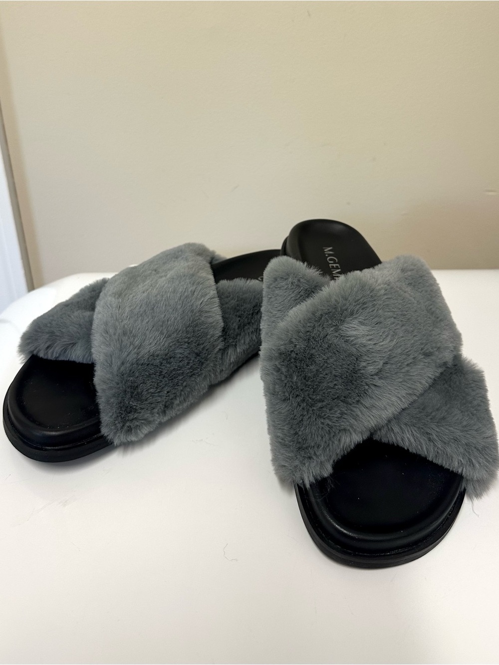 M. Gemi The Pia Faux Fur Italian Leather Slip On Slides